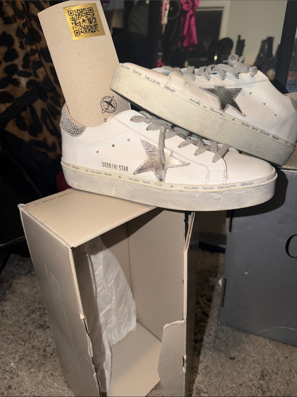 Golden Goose White Leather Low-Top Sneakers with Metallic Star size 39